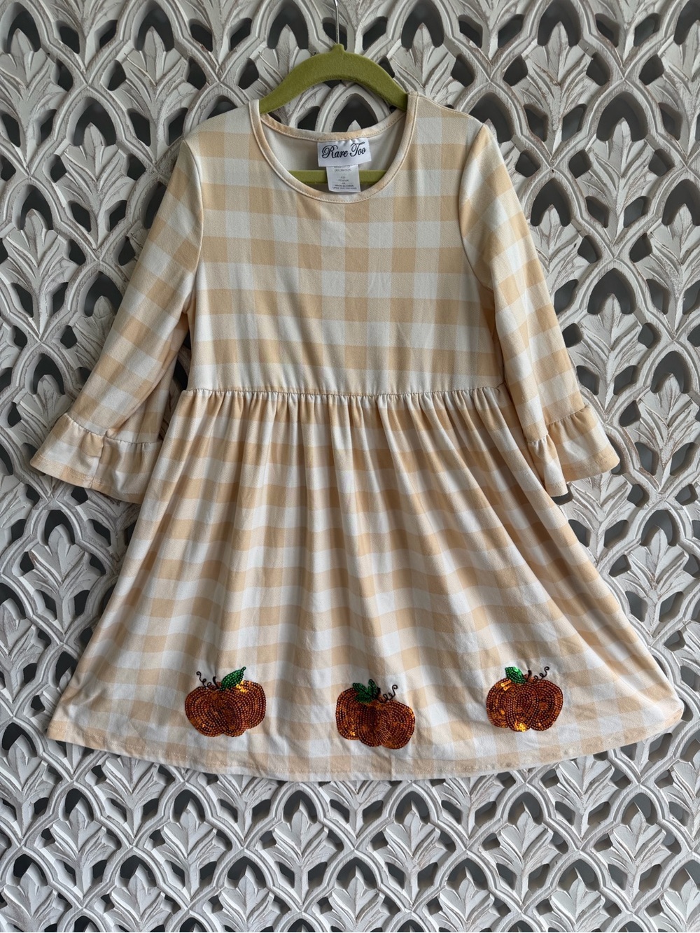 Girls Fall Colors Sequin Pumpkin Dress by Rare Too, 6x